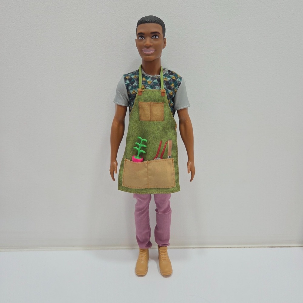 Barbie Sweet Orchard Farm Ken Doll Farmer 2019 W/ Plant Pot Shoes Pants Apron